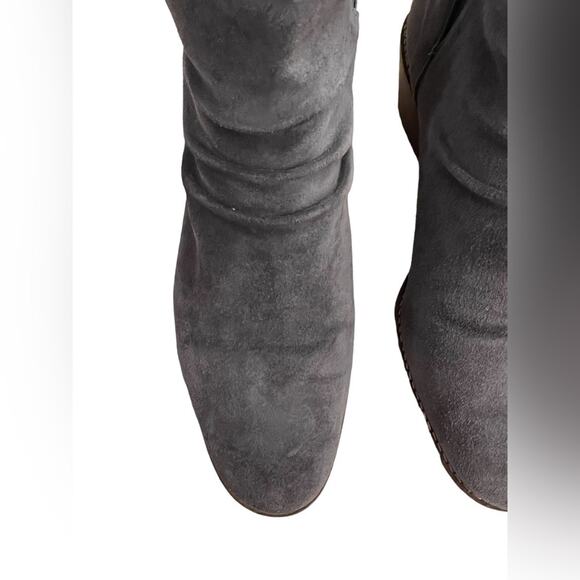 Cole Haan Gray Alayna Suede Slouch Stack Heeled Booties  Size 9 - Picture 3 of 8